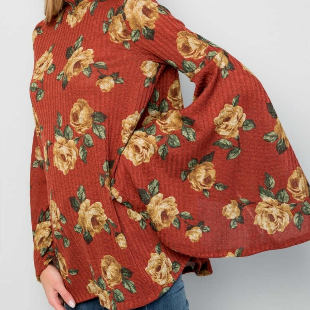 🆕️ Rust Floral Print Sweater - Picture 2 of 12